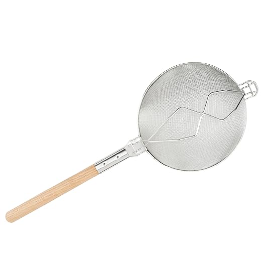 Winco MST-12D Strainer, 12-Inch Diameter, Reinforced Double Mesh, Medium, Nickel, Tan