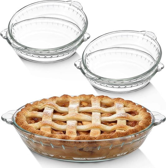 Uiifan 4 Packs 7.5 Inches Mini Glass Pie Pan for Baking Clear Pie Plate with Handles Round Glass Dish for Baking and Serving, Snacks, Salads, Desserts