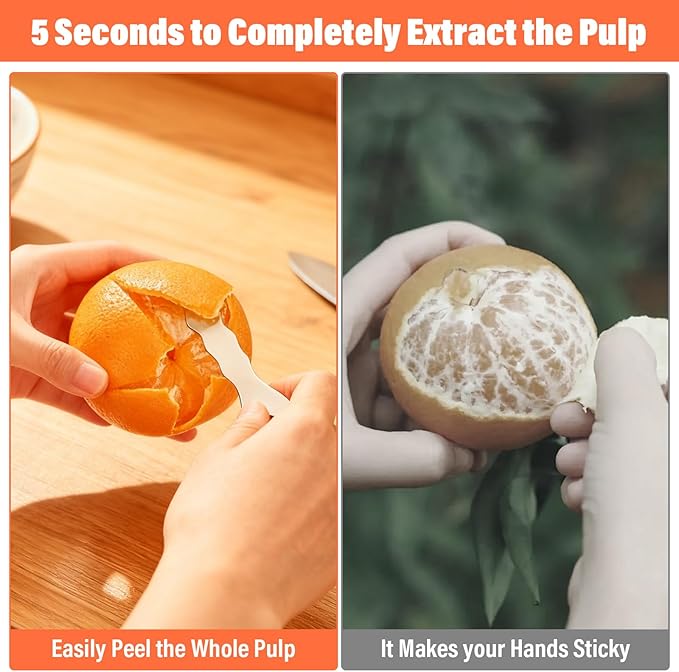 Orange Peeler Tool, 304 Stainless Steel Citrus Peeler for Oranges, Grapefruits & Lemons, Ergonomic Safe Cutter & Slicer, Easy Peel Skin Remover, Kitchen Fruit Peeling Tool