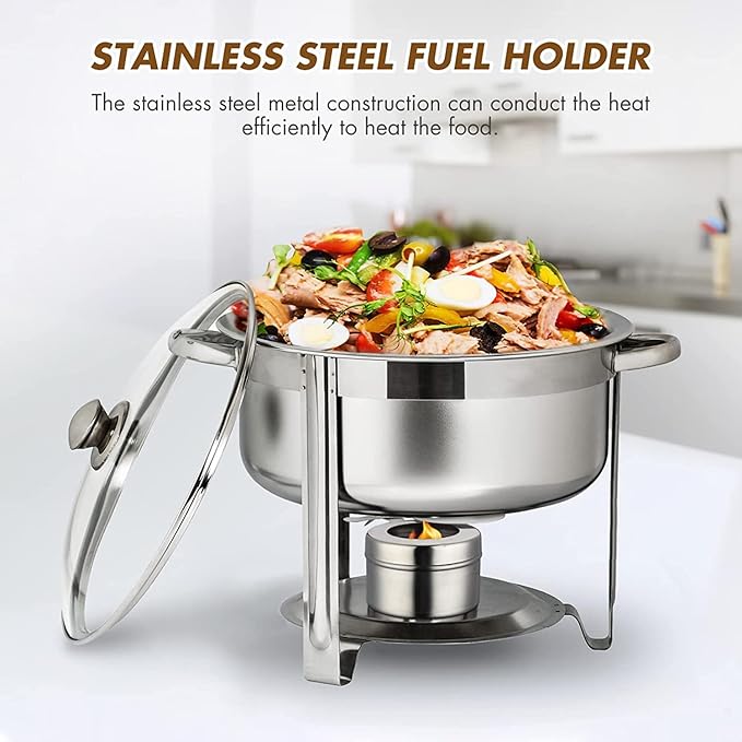 DOITOOL 6 Pack Chafing Fuel Holder - Stainless Steel Fuel Holders with Safety Cover - Buffet Warmer Canned Heat Box for Buffet Barbecue Party Supplies