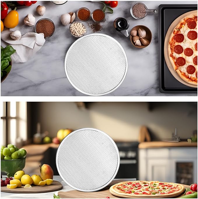 RHBLME Pizza Screen, Aluminum Alloy Pizza Screen Restaurant-Grade Baking Screen for Oven, Round Pizza Crisper Tray Pizza Baking Tray for Home Kitchen BBQ Baking, Seamless (6, 12 Inches)