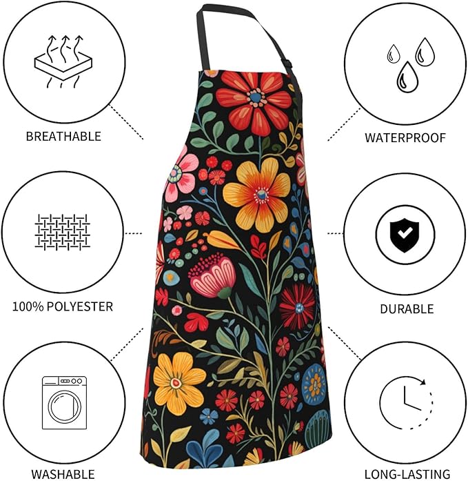 Apron with Pockets Aprons for Women Men Kitchen Chef Apron for Cooking Gardening Server Waitress Painting