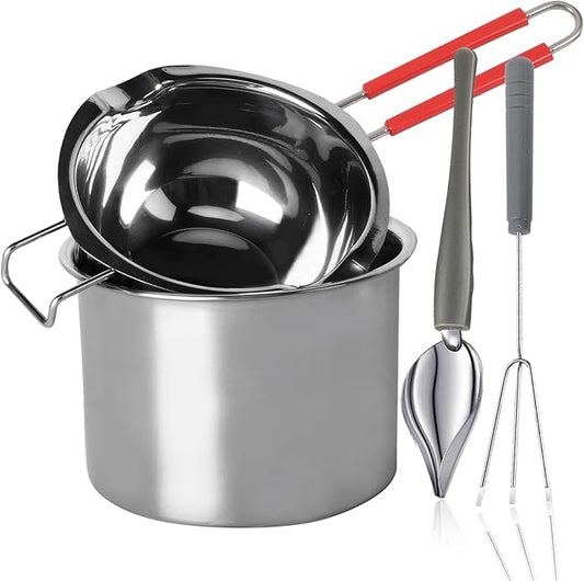 Stainless Steel Double Boiler Melting Pot with Heat Resistant Handle, Large Capacity Chocolate Melting Pot for Butter Candy Butter Cheese, Candle Making (1000/2200ML)