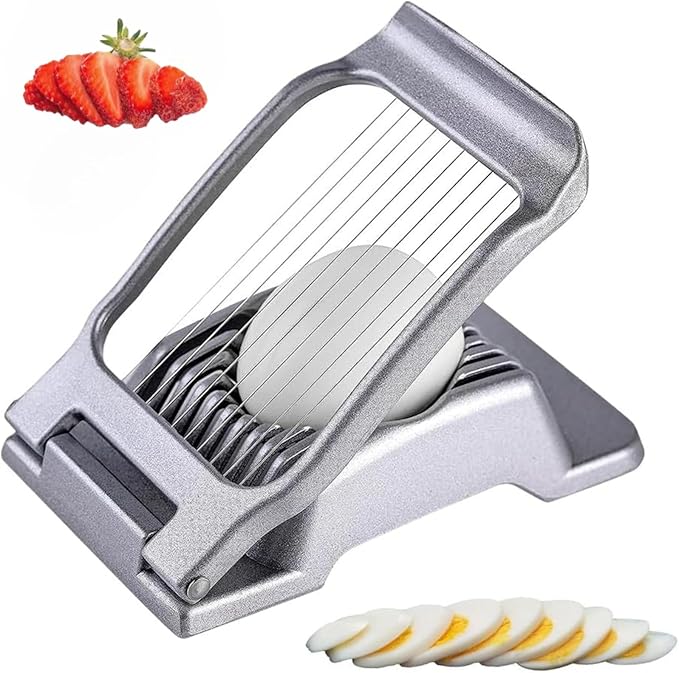 Stainless Steel Egg Slicer, Heavy Duty Multipurpose Fruit and Vegetable Cutter, Efficient Tool for Hard Boiled Eggs Tomatoes Strawberries and Mushrooms, Easy Clean Kitchen Gadget, 1-Pack