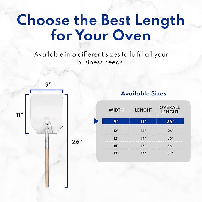 New Star Foodservice 50172 Aluminum Pizza Peel, Wooden Handle, 12 x 14 inch Blade, 52 inch overall