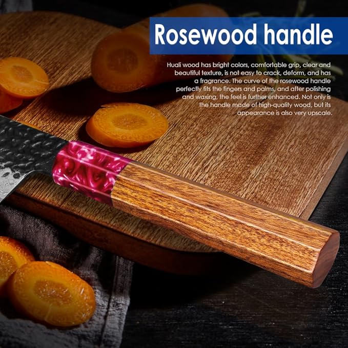 COOKLET'S Nakiri Knife, Professional VG10 Damascus Stainless Steel Kitchen Knife, Ultra Sharp Vegetable Meat Cooking Knife, G10 Ergonomic Color Wooden Handle with Luxury Gift Box for Home