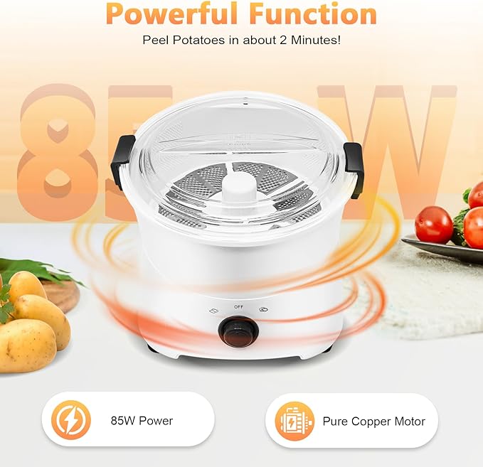 Electric Potato Peeler, 110-120V 85W Commercial Automatic Potato Peeler 2-in-1 One-button Drive Potato Peeling Spinner Machine for Kitchens Restaurants & Fast Food Stores