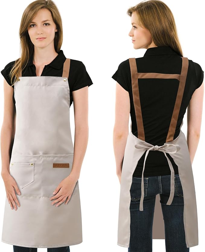 DILLMAN Art Aprons for Men Women Painting Pottery Baking, H Back Straps Waterdrop Kitchen Chef Cooking Apron with Pockets