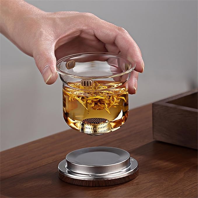 Glass Magnetic Tea Pot, Semi-Automatic Glass Teapot Kettle with Removable Glass Infuser, High Borosilicate Heat-resistant Glass Tea Maker for Blooming and Loose Leaf