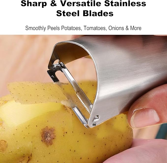 Julienne Peeler Vegetable Peeler and Curler for Kitchen Multifunctional Manual Peelerz for Apple Potato Onion Ribbon Noodle Maker for Easy Precise Cutting