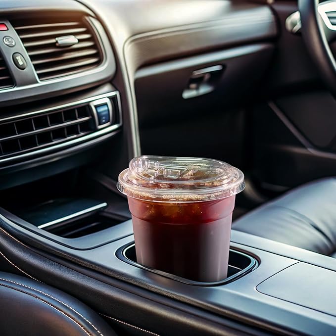 Turbo Bee 20 OZ 200 Sets Clear Plastic Cups with Strawless Sip Lids, To Go Crystal Clear Disposable Plastic Cups with Lids for Iced Coffee, Smoothies, Soda, Lemonade, Cold Beverage