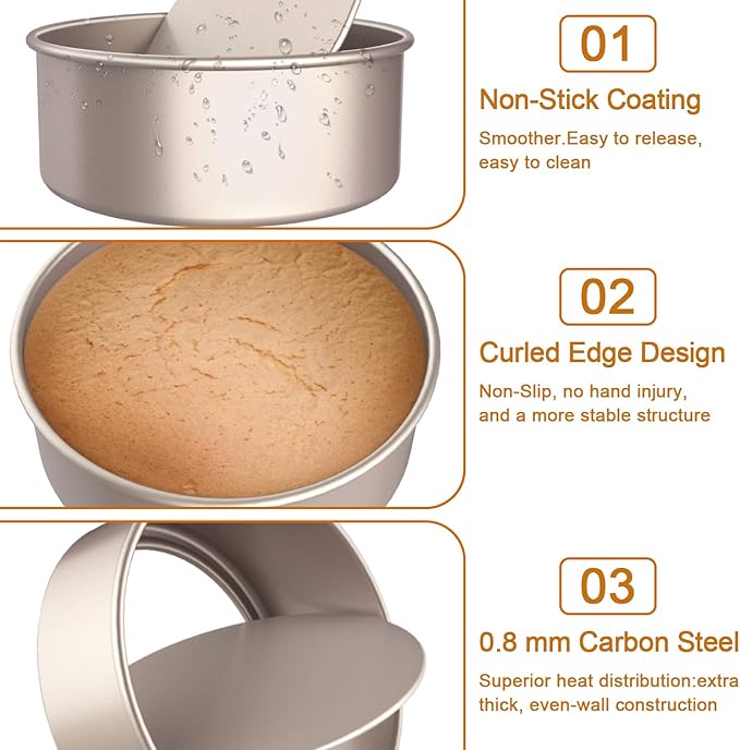 CHEFMADE Bakeware Round Cake Pan, 8-Inch with Removable Loose Bottom Nonstick & Quick Release Coating Chiffon Bakeware for Oven and Instant Pot Baking