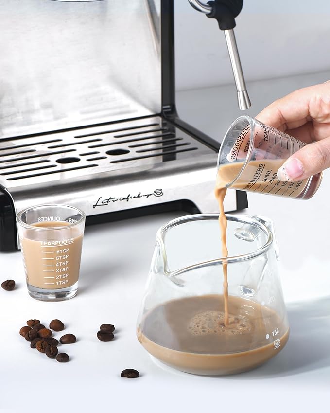 Measuring Cup Shot Glasses 2PACK Espresso Shot Glasses Liquid Heavy Glass 26-Incremental Measurement 1 OZ, 2 TBS, 6 TSP, 30 ML Kitchen Tools （BLACK）