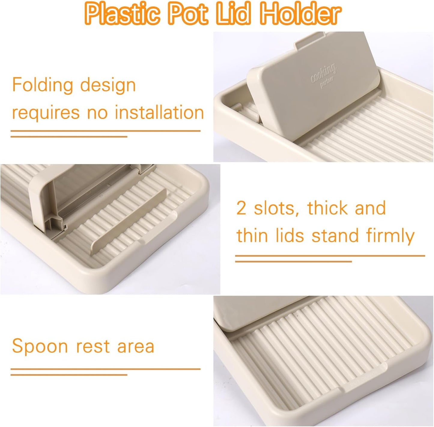 AIERSA Plastic Spoon Rest with Lid Holder for Stove Top, Heat Resistant Utensil Rest for Spatula & Ladle, Drip Tray for Countertop, Kitchen Cooking Accessories (1 Pack)