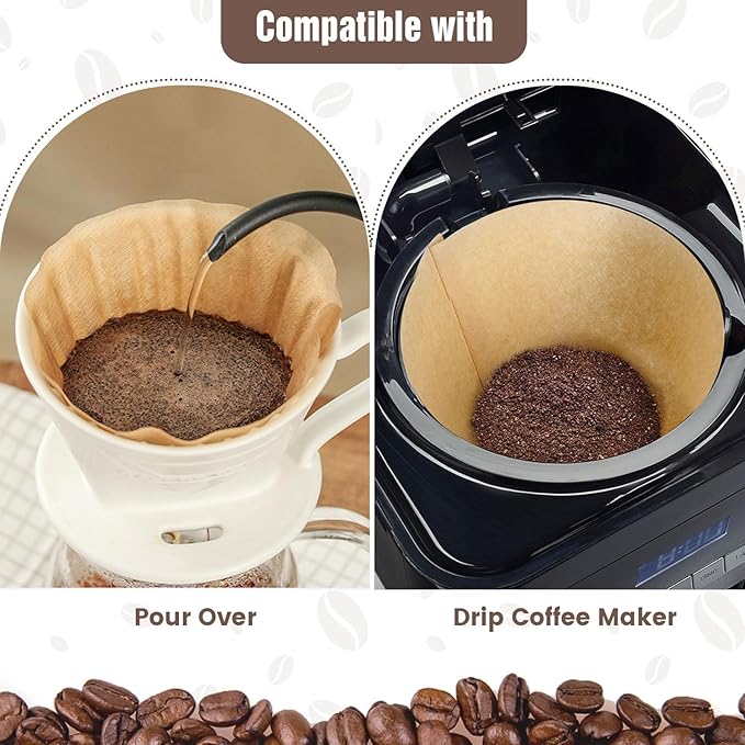 300 Count Cone Coffee Filters #4, Clinuse Unbleached Size 04 Coffee Filters 8-12 Cup, Disposable Natural Paper Filters, No.4 Cone Filters for Ninja, Cuisinart, Pour Over and Drip Coffee Maker