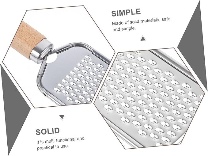 1Pc Stainless Steel Plane Grater Zester with Wood Handle Versatile Kitchen Gadget for Fruits Vegetables Easy to Clean Non Slip Grip for Cheese Lemon Garlic and More