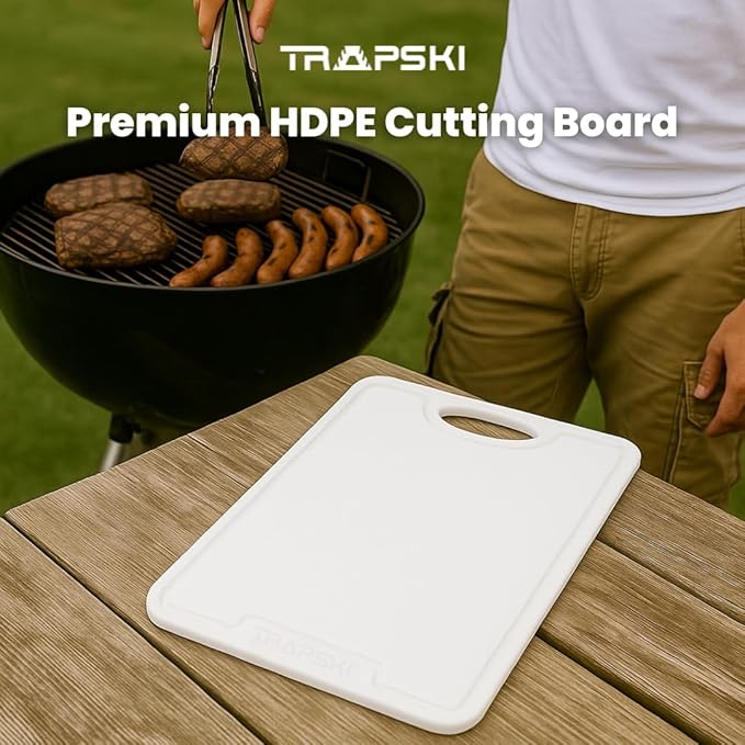 Premium 1/2 Inch Textured Plastic Cutting Chopping Boards | Food-Grade, Dishwasher Safe with Wide Juice Grooves | Easy Grip Handle