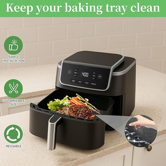 GWYSY 4-Pack Fiberglass Liners for Ninja Air Fryer Pro 4-in-1 AF141, 8.27"* 8.27" Reusable and Versatile Replacement for Ninja Air Fryer Parchment Paper Heat-Resistant Non-Disposable