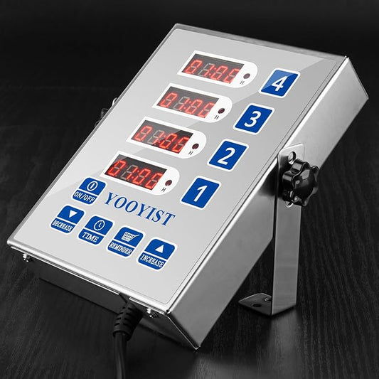Precision Kitchen Timers for Cooking – 4 Channel Commercial Kitchen Timer Restaurant Kitchen Supplies – Stainless Steel Digital LED Chef Cooking Timer – Reminder Function, Loud Alarm, Silver