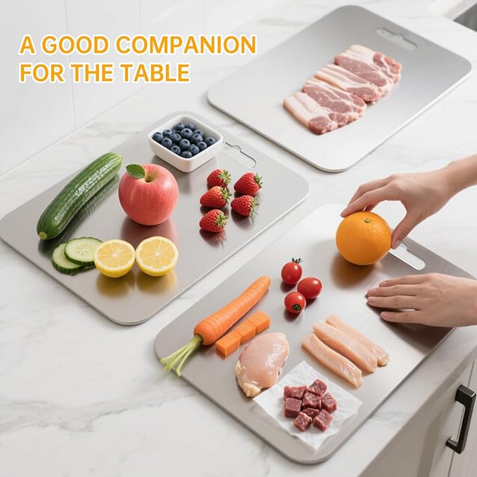 Titanium Cutting Board for Kitchen, 16''×11'' Double Sided Food-Grade Chopping Board for Cutting Meat Vegetable Fruit, Knife-Friendly & Dishwasher Safe for Kitchen