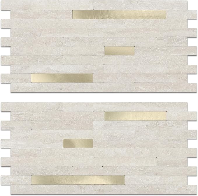 Yipscazo 2026 New Upgrade PVC Wall Tiles Stick on Tiles for Backsplash Kitchen, Bathroom, Laundry Room, Camper, Fireplace (20 Sheets, Beige Cave Stone)