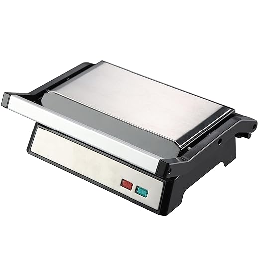 MegaChef Electric Dual Plate Non-Stick Panini Grill Contact Press and Drip Tray, Lightweight Compact Grill, Sandwich Maker
