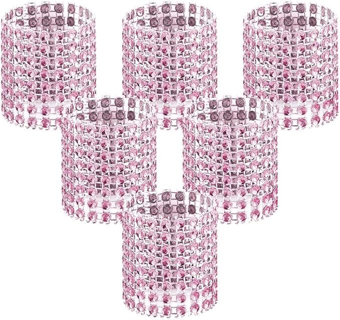 Accmor 50pcs Napkin Rings, Pink Napkin Rings Buckles for Table Decorations, Wedding, Dinner, Party, DIY Decoration