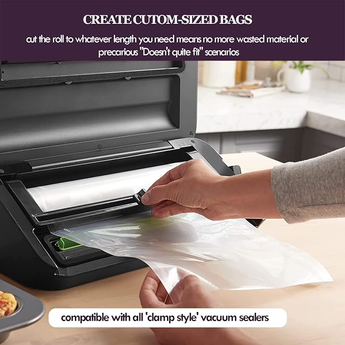 Mesliese Vacuum Sealer Bags Rolls for Custom Fit 11''x16' 3 Pack & 8''x16' 3 Pack Total 96', Heavy-Duty Thick Food Bag, BPA-Free, Freezable, Use for Sous Vide and Storing Raw and Cooked Foods,