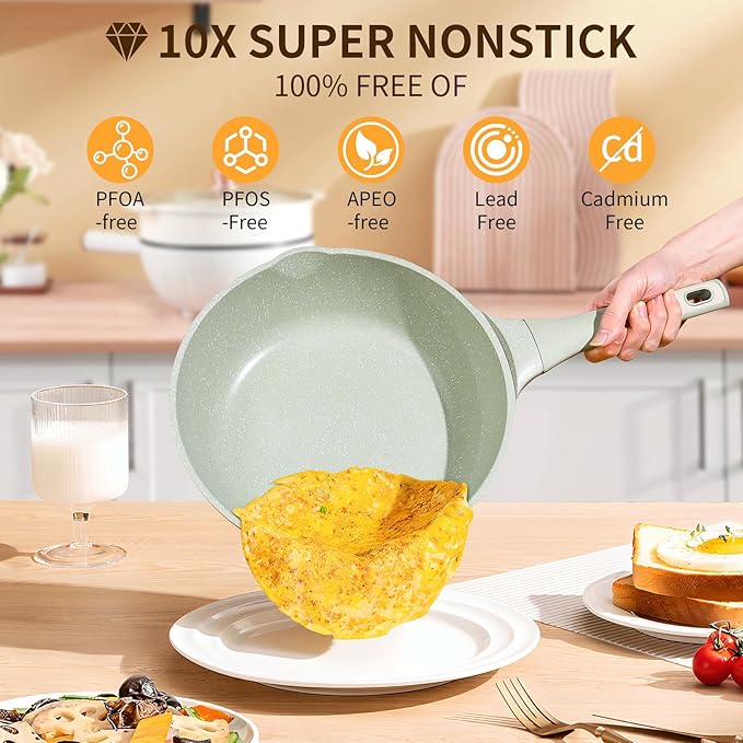 Xuanying 12 Inch Nonstick Saute Pan with Lid - 5.5Qt Large Deep Frying Skillet, PFOA/PFAS Free & Dishwasher Safe, All Stovetop Compatible Including Induction