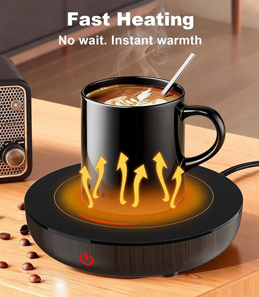 Kepwam Coffee Mug Warmer for Desk, 3-Temp Fast Heating Cup Warmer with 6H Auto Shut Off, LED Light & Smart Candle Warmer for All Beverages, Ideal Gifts for Women Men