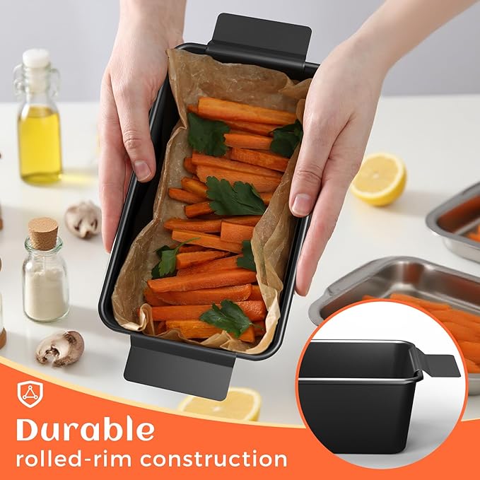 2 Pack Meatloaf Pan with Drain Tray, Non Stick Meat Loaf Pan with Drip Tray, 9.4 x 5.5 Inch Loaf Pan for Baking Bread and Meatloaf