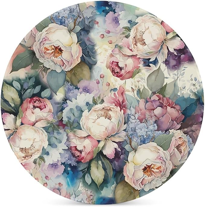 Round-6PCS Floral Ceramic Coasters, Round Absorbent Drink Coasters, Watercolour Abstract Nature Plant Floral Colorful Wildflower Ceramic Table Coasters for Coffee, Beverage, Wine, Beer Coasters