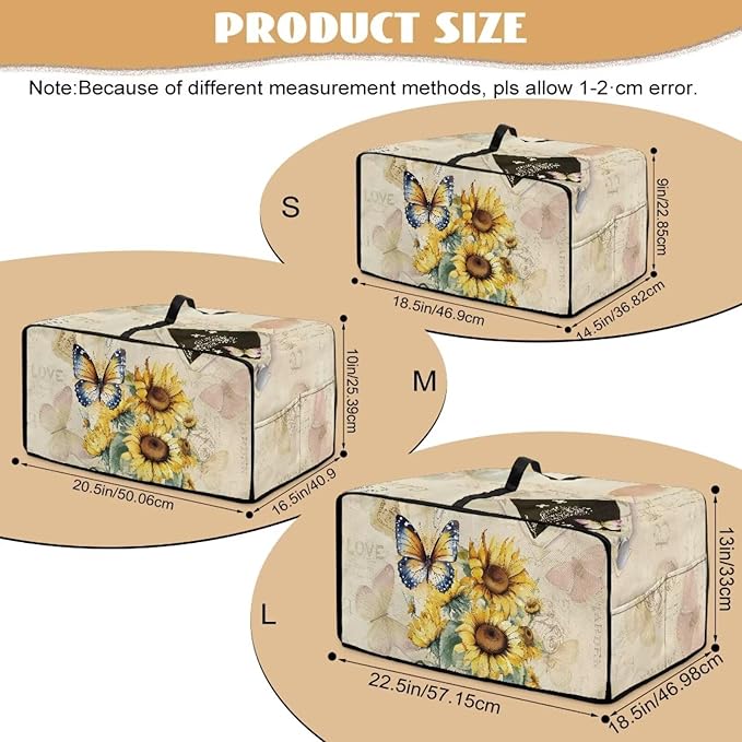Doojoayie Butterfly Sunflower Toaster Cover 8 Slice Toaster Oven Cover Dust Resistant Appliance Covers for Kitchen Counter Modern Home Kitchen Decoration