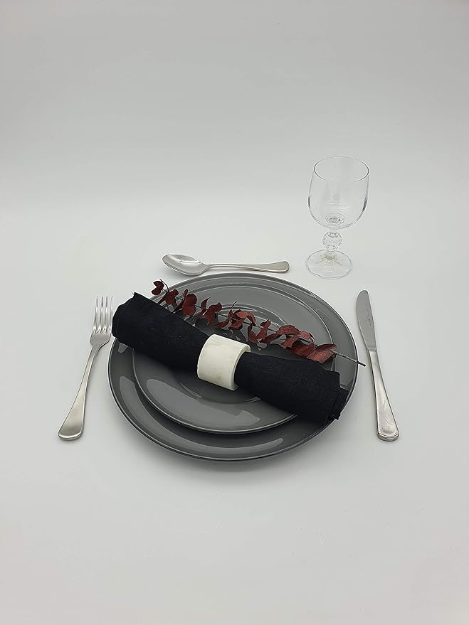 Marc Oliver Black Stonewashed Pure Linen Napkins. Set of 4 20" x 20" Fully Sewn Hem. Fully Washable for Everyday & Entertaining. Machine Washable Reusable Cloth Napkin for Everyday and Entertaining.
