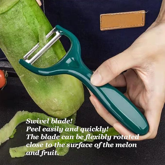 2 Pack Durable Non-Slip Handle & Stainless Steel Sharp Blade Y-Shaped Peelers - Potato, Cabbage, Carrot, Apple, Lemon Peelers (2 Pcs Dark Green)