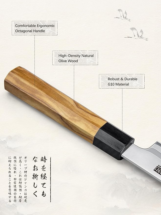HOSHANHO Sushi Knife 10 Inch, Japanese High Carbon Steel Sashimi Knife, Ultra Sharp Yanagiba Knives, Kitchen Knives for Fish Filleting with Olive Wood Handle