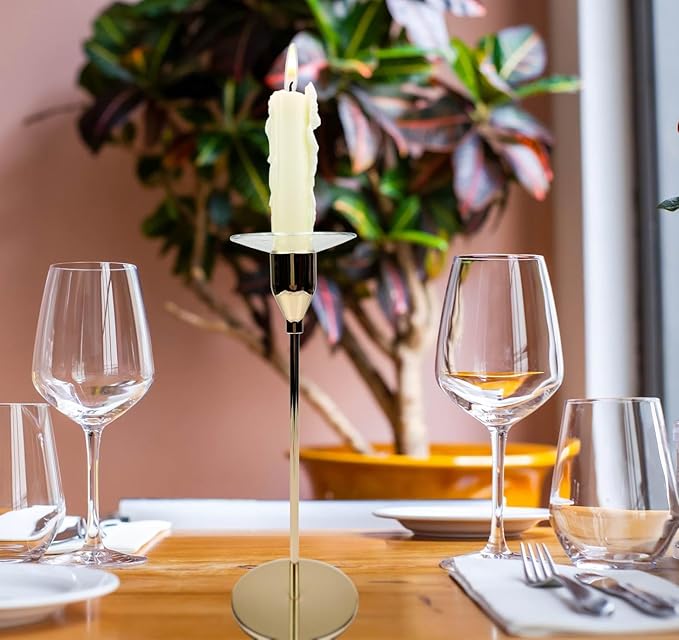 4 Pieces Bent Glass Candle Bobeches for Candlesticks, Taper Candle Wax Catcher Rings, Candle Wax Drip Protectors (Round)