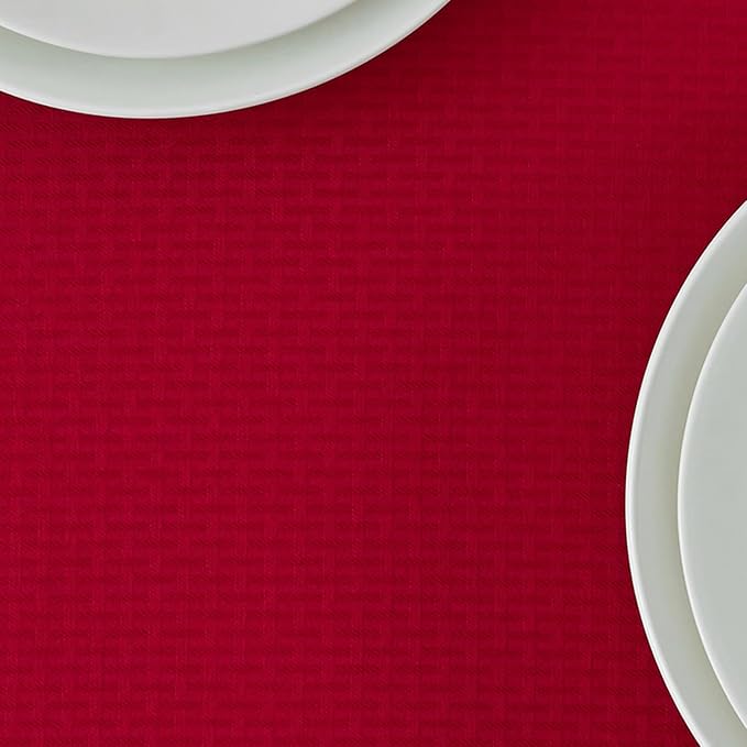 maxmill Christmas Tablecloth Weaved Texture Design Stain Resistant Waterproof Wrinkle Resistant Table Cloth, Decoration for Dining Room Holiday Parties Dinner, Rectangle 70 x 120 Inch, Red