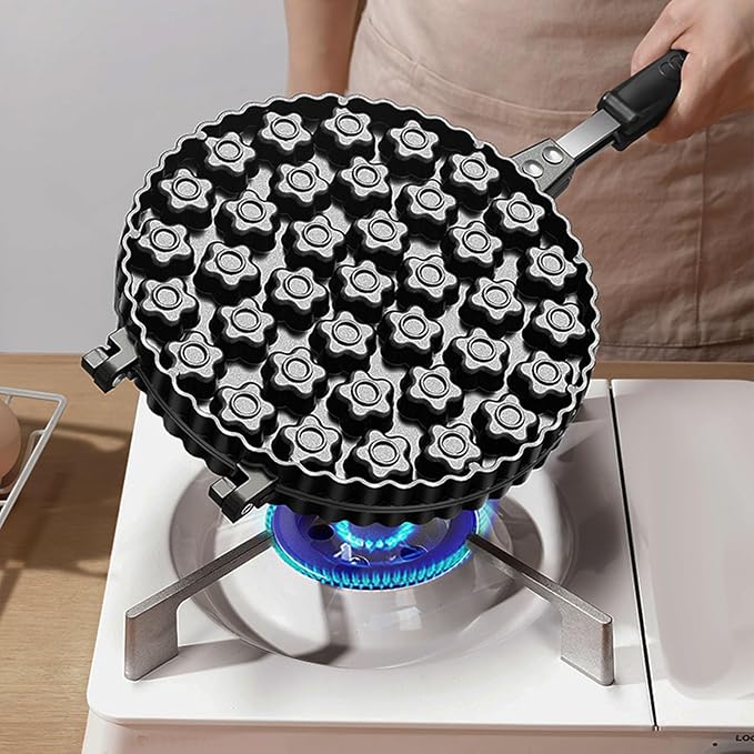 Bubble Waffle Maker, Nonstick Double Side Star Pattern Hong Kong Egg Waffler Iron, 360° Rotating Portable Ice Cream Cone Maker for Household Kitchen, Ready in under 5 Minutes