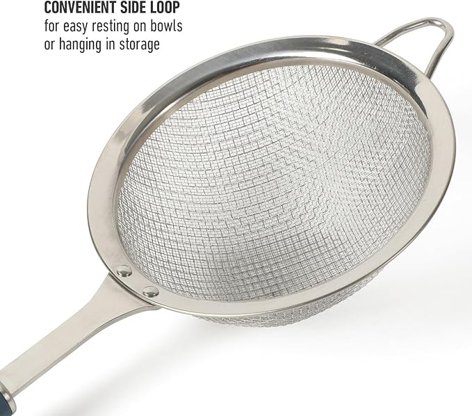 Calphalon Edge Stainless Steel Strainer w/Thermoplastic Rubber Handle - Navy Blue