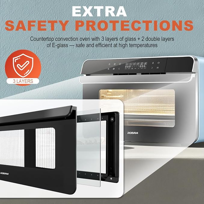 ROBAM Toaster Steam Combi Oven, Countertop Air Fryer 20-in-1 Oven with Convection & Grill, Stainless Steel Interior, 3-Layer Insulated Glass Door, 3 Steam Modes, 30 Built-In Recipes (White)