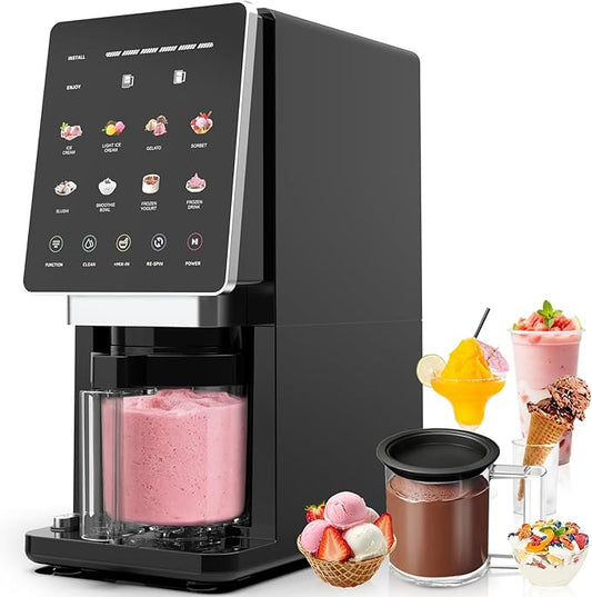 Valentine’s Day Gift – Ice Cream Maker & 10-in-1 Frozen Treat Maker, 60 oz 3 Pint, Mix-In + Re-Spin for Creamier Texture, Gelato/Sorbet/Slushie/Frozen Yogurt/Milkshake/Smoothie Bowls, Recipe Guide