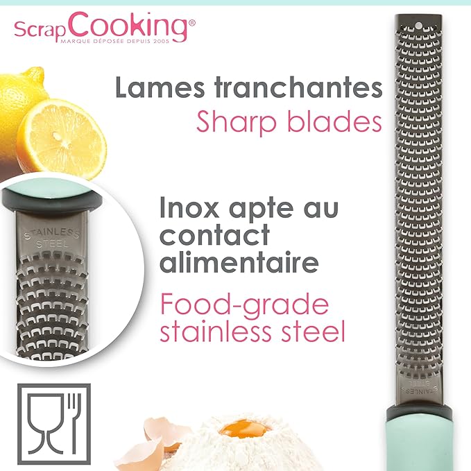 ScrapCooking 5148 Citrus Zester, Chocolate, Coconut, Cinnamon, Garlic, Ginger - Stainless Steel for Kitchen & Pastry - Lemon Zest, Orange