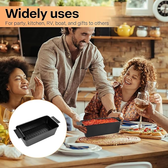 Meatloaf Pan with Drain Tray, 2 Pack, Non Stick Meat Loaf Pan with Drip Tray, 9.8x5.7 Inch Bread Baking Pan with Insert Easy Removal Perforated, Bakeware Loaf Pan for Oven Roasting Meat
