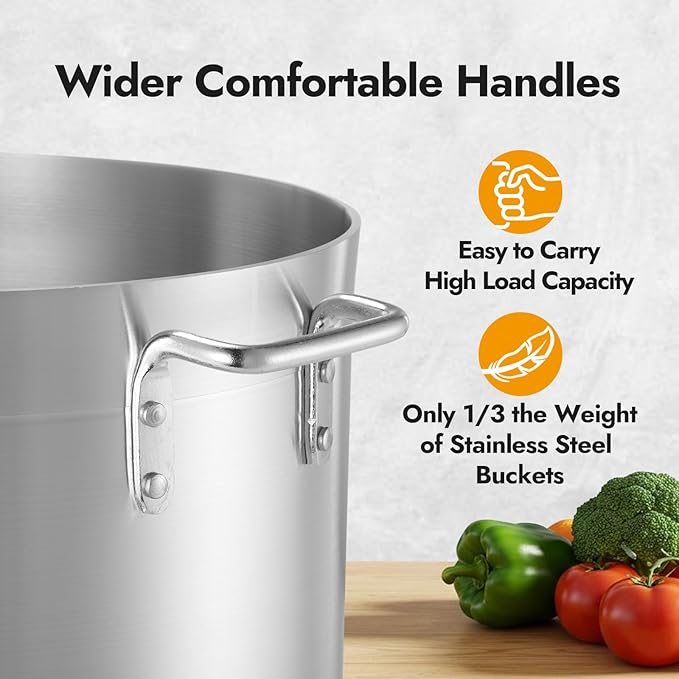 CURTA 20 Quart Aluminum Stock Pot with Lid, Heavy Duty Commercial Grade Large Capacity Cooking Pot for Boiling, Stewing, Great for Kitchen, Restaurant, Catering, and Home Use,NSF certified