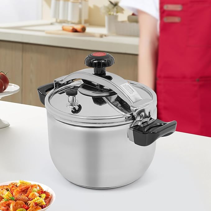 Stainless Steel Pressure Cooker Large Capacity Cooktop Pressure Pot with Multiple Protection Functions for Home Restaurants Canteens, Multiple Stove Compatible (9.51 Qt)