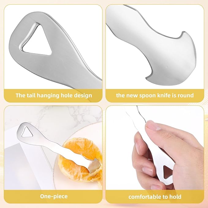 2 Pcs Orange Peelers, Stainless Steel All-in-One Citrus Peeler with Hanging Hole Fruit Peeling Tool for Oranges Tangerines Lemons Grapefruits Practical Kitchen Tool