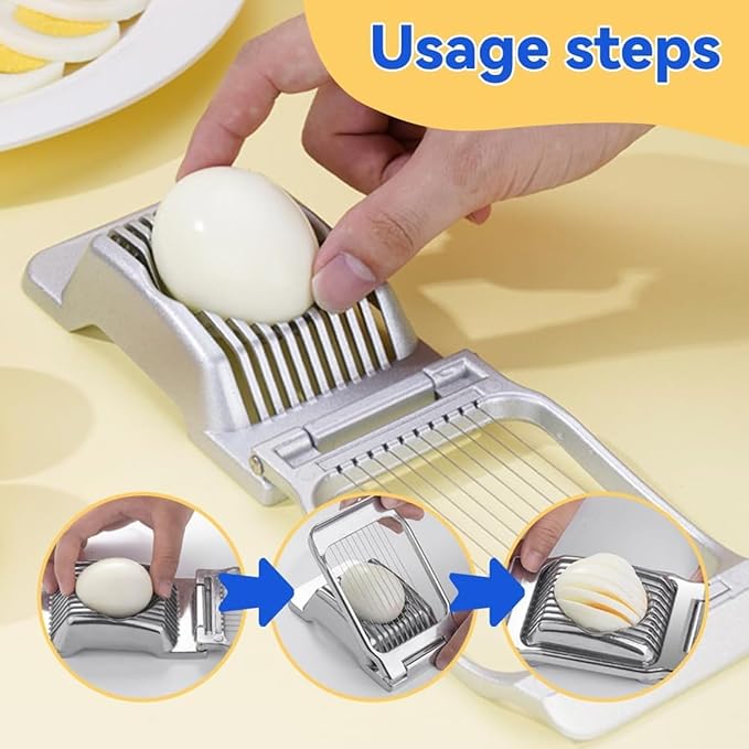 Stainless Steel Egg Slicer, Heavy Duty Multipurpose Fruit and Vegetable Cutter, Efficient Tool for Hard Boiled Eggs Tomatoes Strawberries and Mushrooms, Easy Clean Kitchen Gadget, 1-Pack