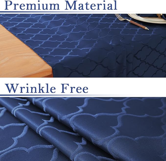 Larponder Tablecloth Rectangle, Jacquard Polyester Table Cloth, Washable & Spill Proof Table Cover for Spring Kitchen Dining Party Picnic (Rectangle, 52" x 70", Navy)