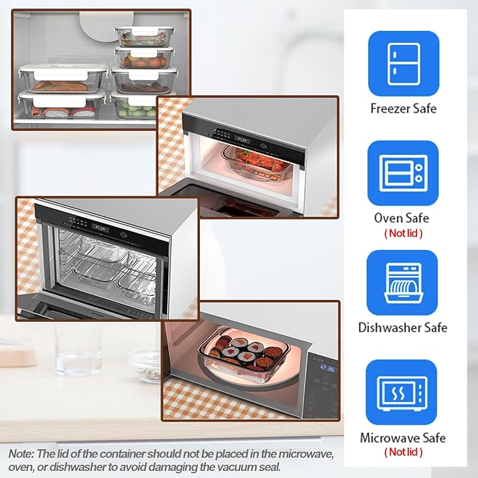 Vacuum Sealer for Food(Mini Handheld Vacuum Sealer Machine + 6 Borosilicate Glass Food Storage Containers +10 Food Saver Sealer Bags) | Keep Food Fresh Longer,Ideal for Meal Prep, Marinating